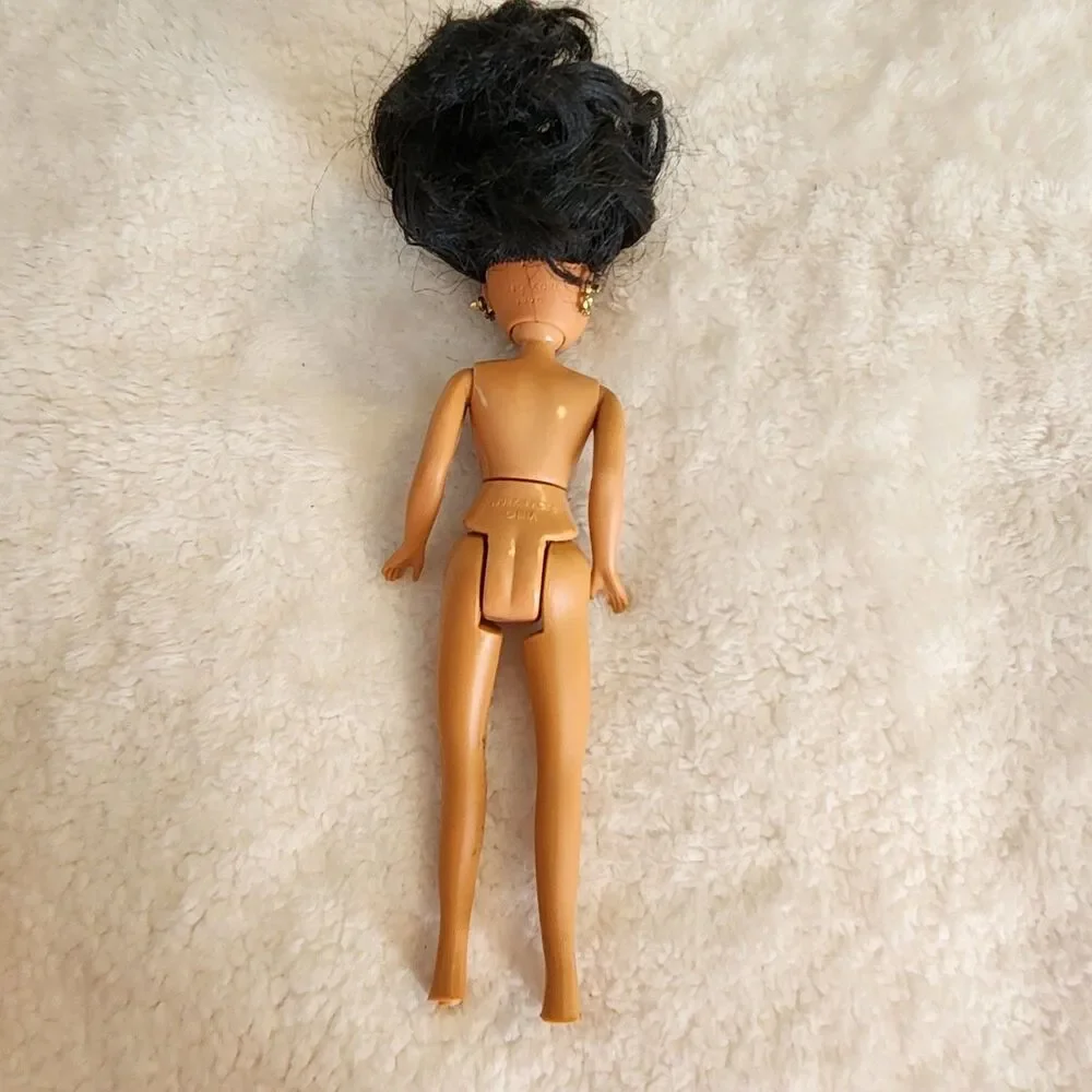 Vtg 1990 Kid Kore 8'' Girl Doll with Long Black Hair Colorful Clothes & Earrings